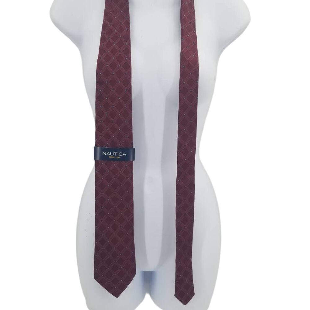 Nautica Garnet with Blue Accents Mens Vintage Neck Tie 60" NWT